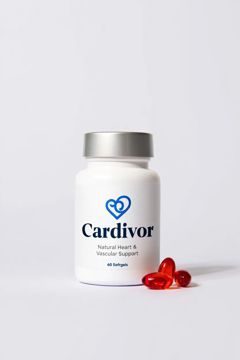 Cardivor dietary supplement bottle with natural heart and vascular support formula